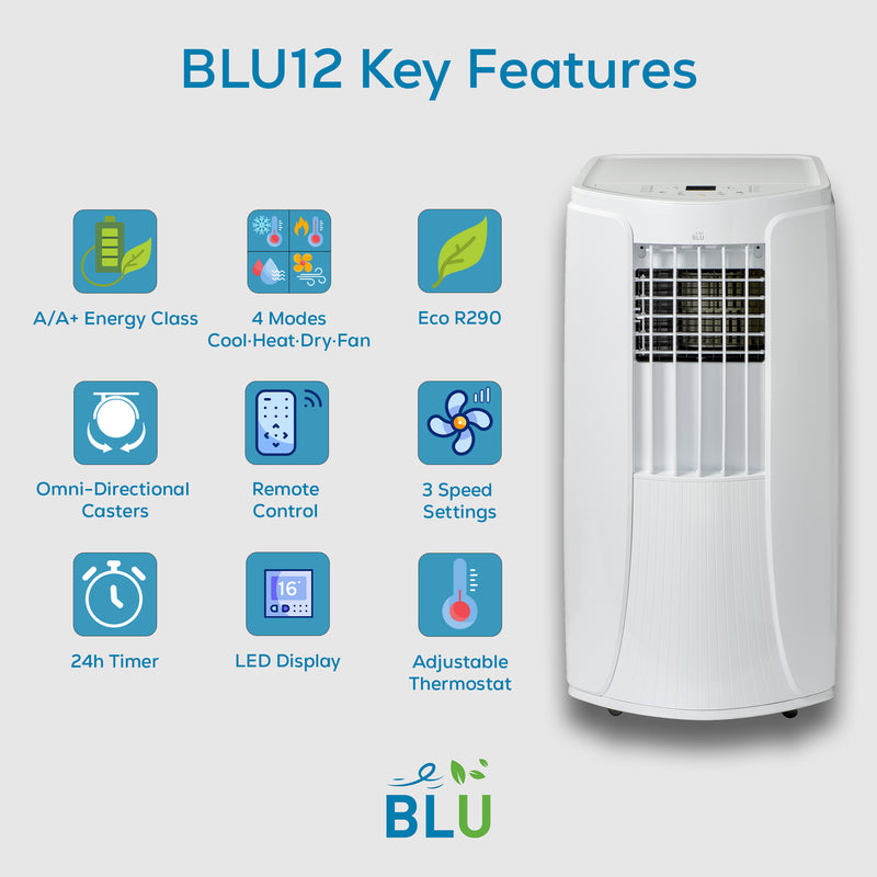 BLU12 Portable Air Conditioner 3.5kW | Cool, Heat & Dehumidify - George's Industrial Services Ltd