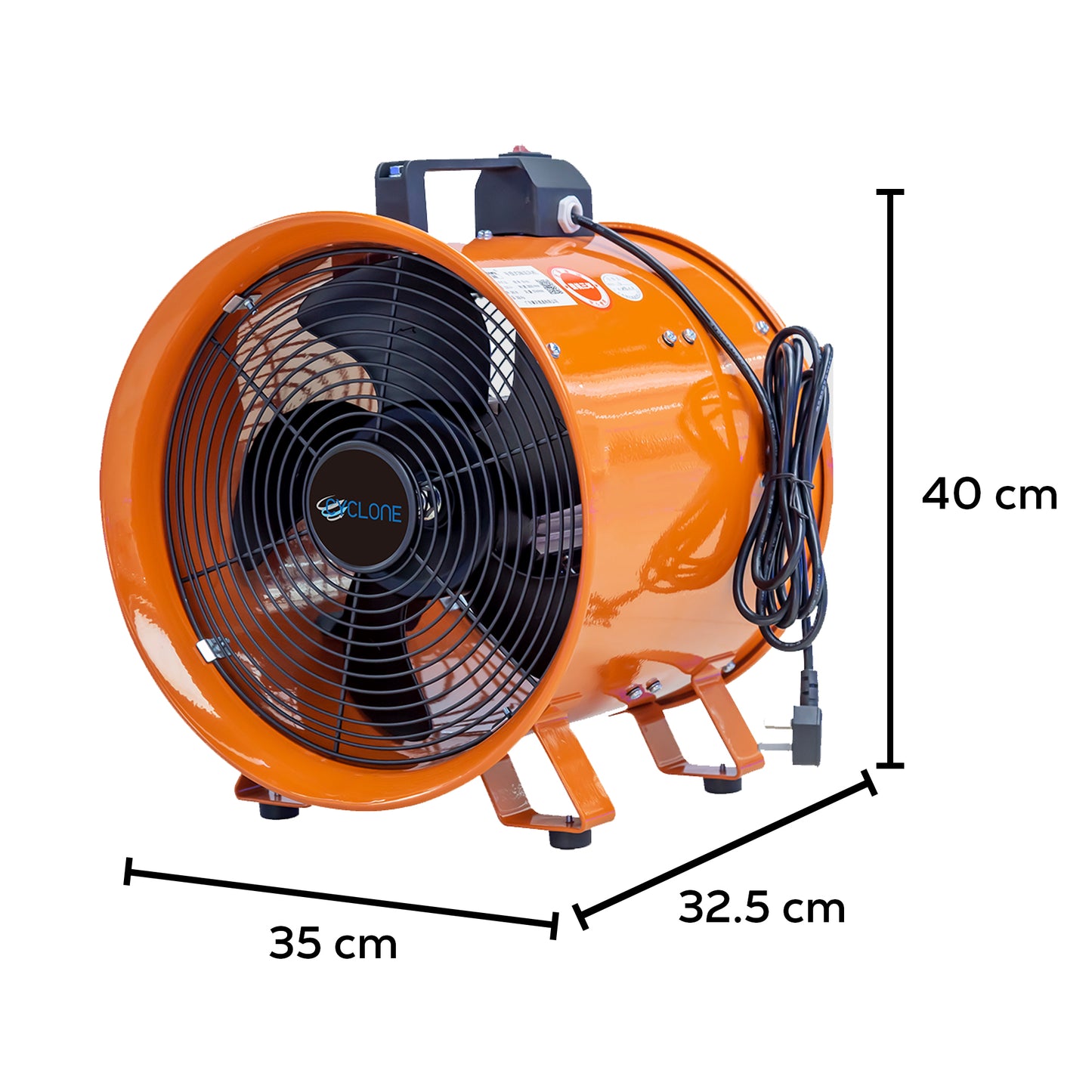 Cyclone 12" Dust Fume Extractor 230V Industrial Ventilation Fan +5m Duct - George's Industrial Services Ltd