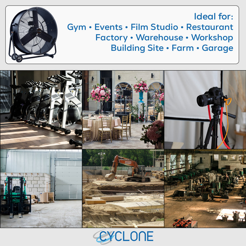 Cyclone 24" Industrial High Velocity Drum Fan 230V