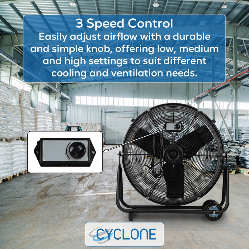 Cyclone 24" Industrial High Velocity Drum Fan 230V