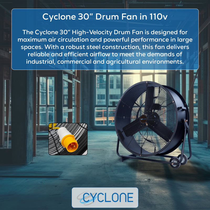 Cyclone 30" High Velocity Industrial Drum Fan 110V - George's Industrial Services Ltd