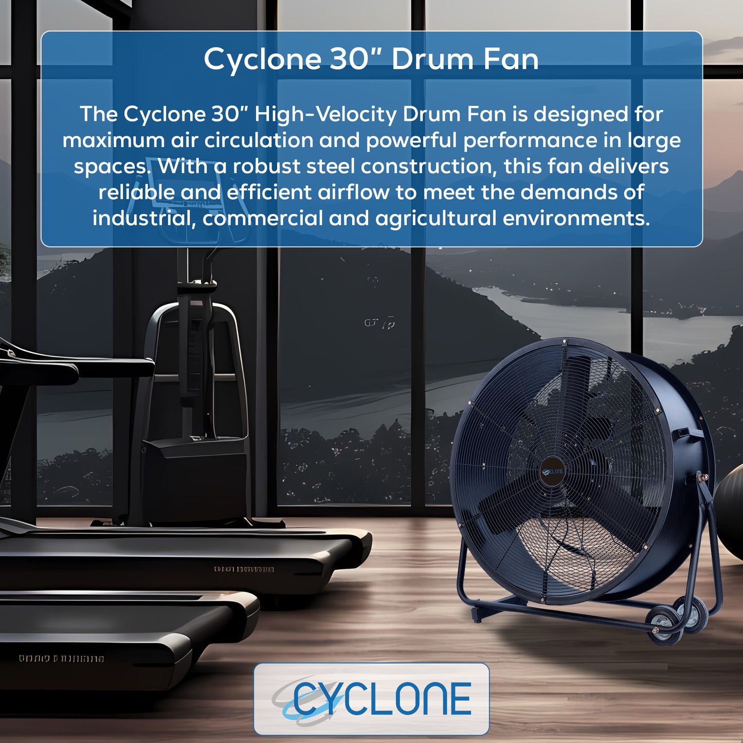 Cyclone 30" High Velocity Industrial Drum Fan 230V - George's Industrial Services Ltd