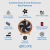 Cyclone 10" Dust Fume Extractor 230V Industrial Ventilation Fan + 10m Duct - George's Industrial Services Ltd
