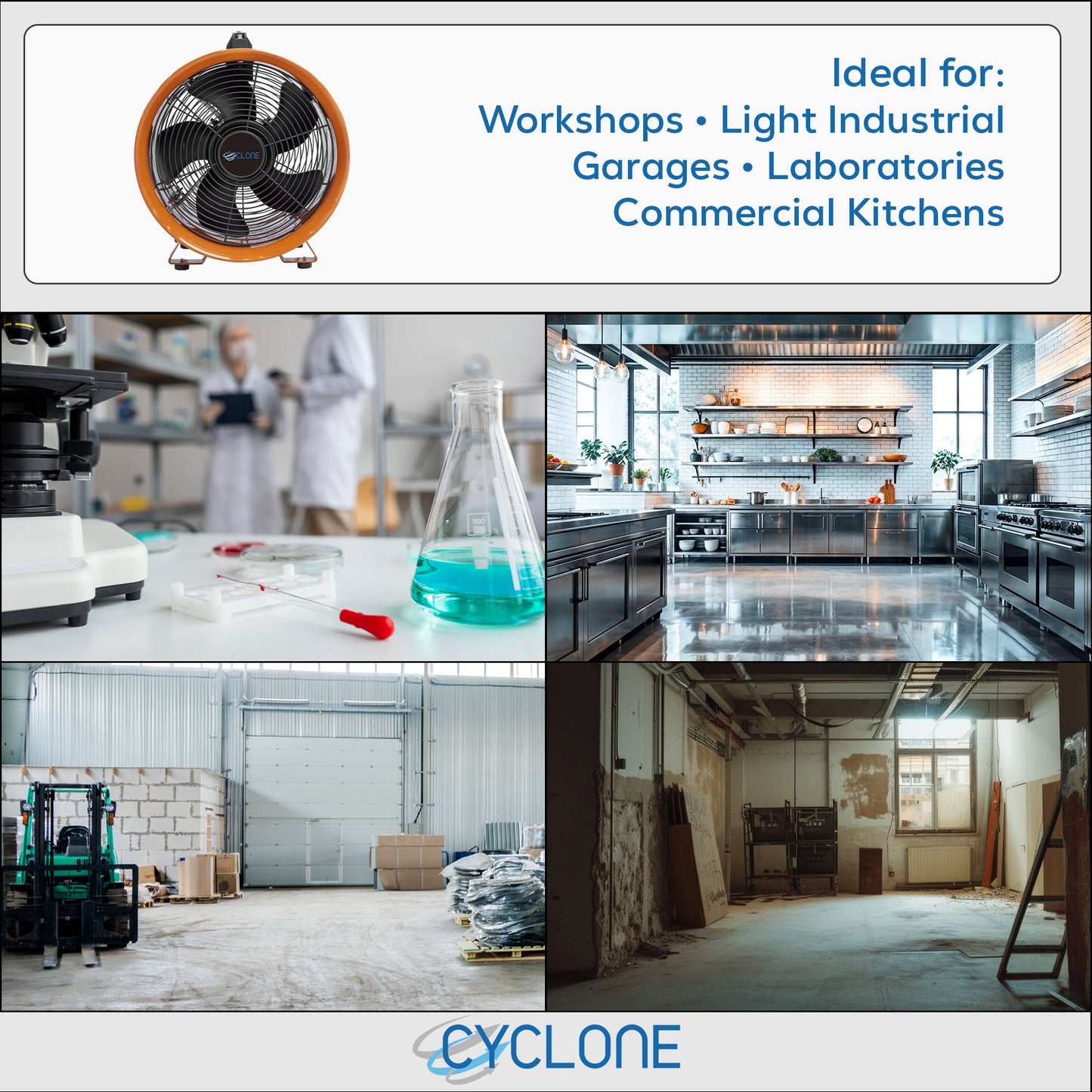 Cyclone 8" Dust Fume Extractor 230V Industrial Ventilation Fan + 5m Duct - George's Industrial Services Ltd