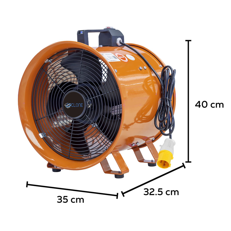 Cyclone 12" Dust Fume Extractor 110 V Industrial Ventilation Fan + 5m Duct - George's Industrial Services Ltd