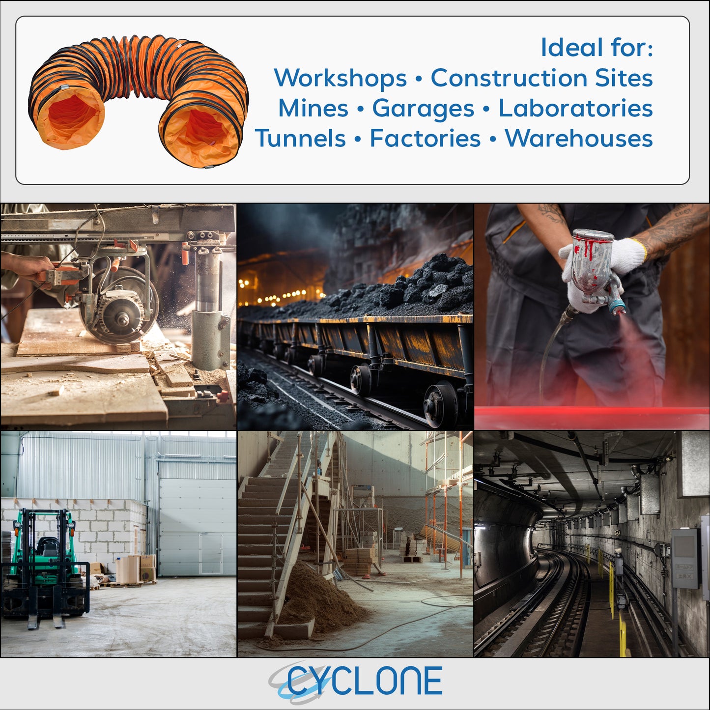 10" Heavy Duty Flexible PVC Ducting - 10m - George's Industrial Services Ltd