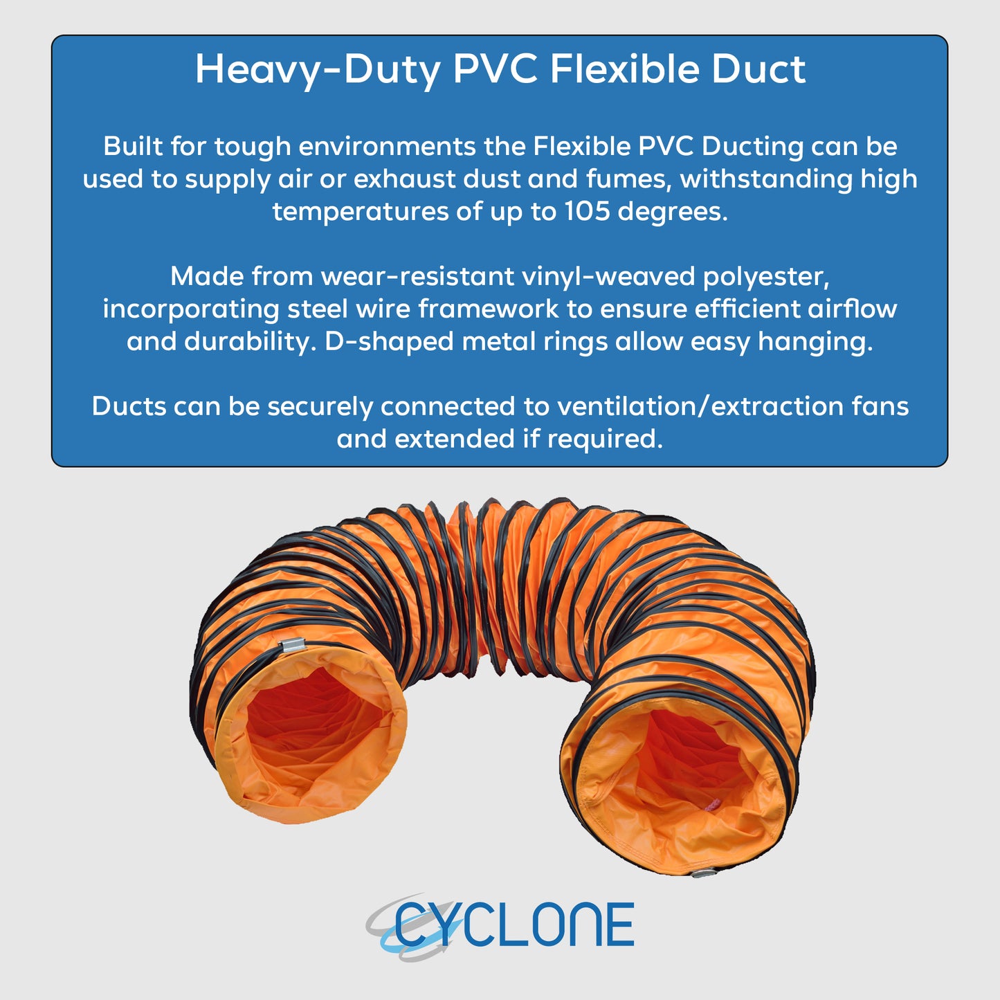 10" Heavy Duty Flexible PVC Ducting - 10m - George's Industrial Services Ltd